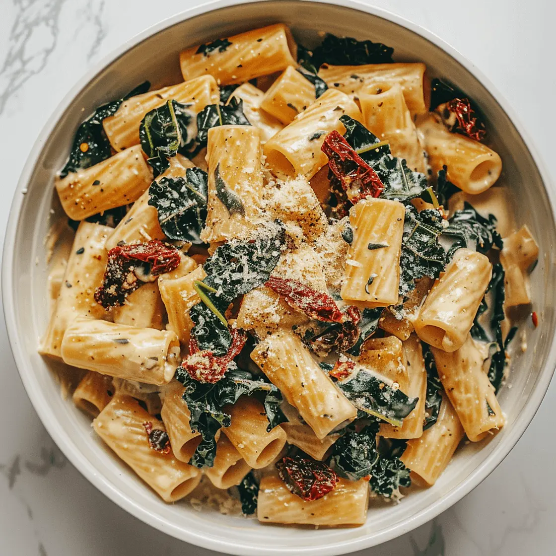 Creamy Kale & Sun-Dried Tomato Parmesan Pasta