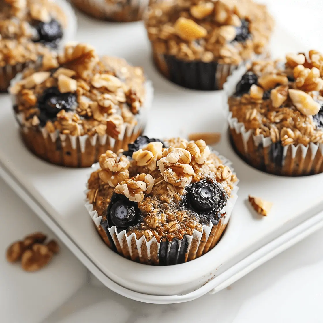 Banana Oatmeal Muffins with Blueberries and Walnuts