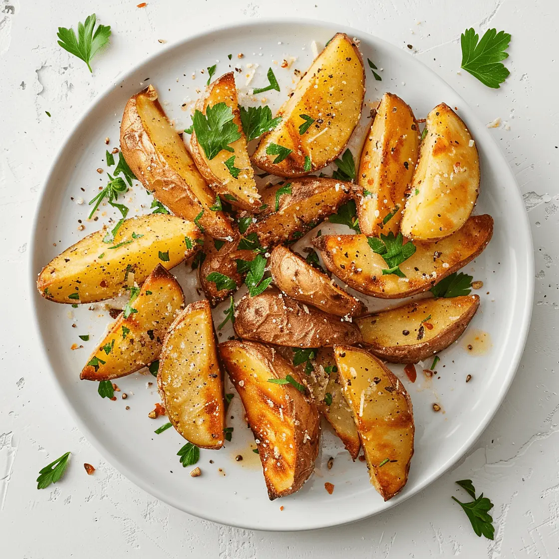 Crispy Parmesan Garlic Potato Wedges