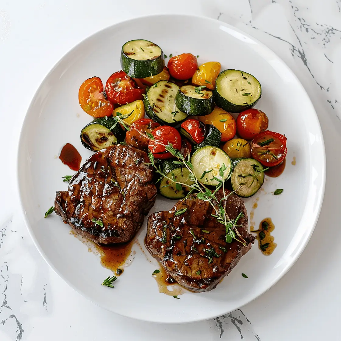 Balsamic Glazed Beef Medallions with Roasted Vegetables