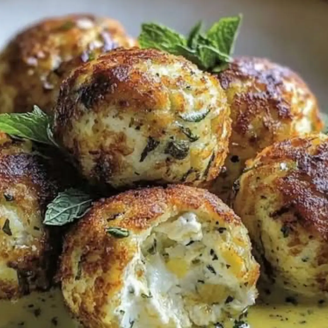Boulettes de courgettes et feta à la sauce curry menthe