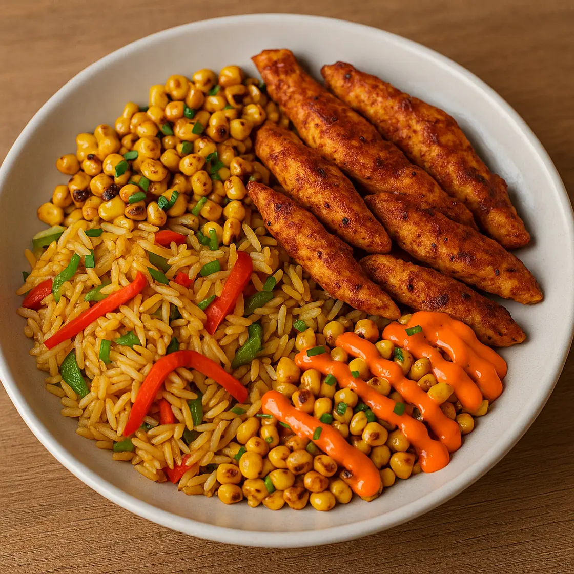 🌶️ Fajitas de poulet épicées et riz basmati x2 📊 510 kcal | 33P • 62G • 12L • 5F