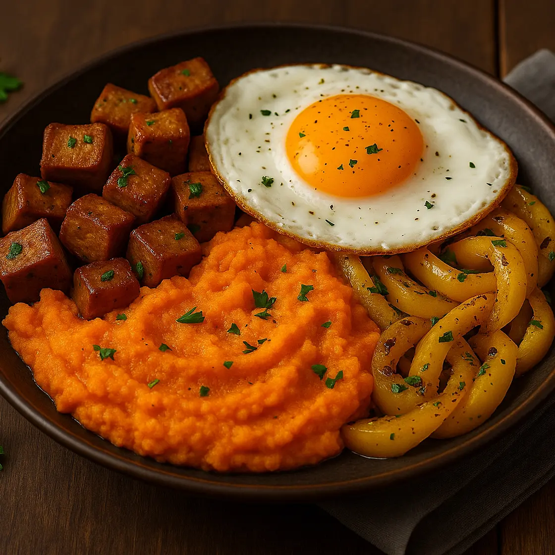 Seitan, purée et poivron jaune