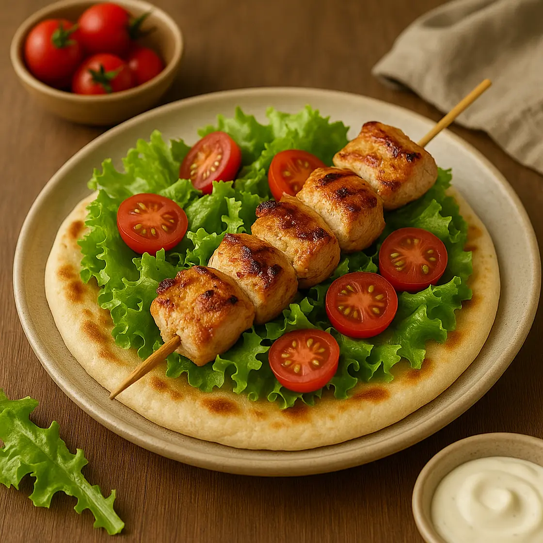 Wrap et brochette de poulet