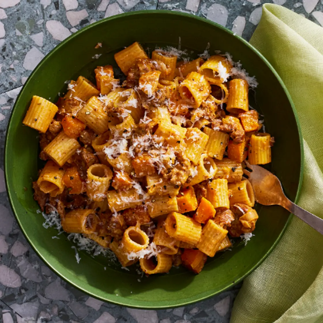 Pasta alla Norcina with Roasted Squash