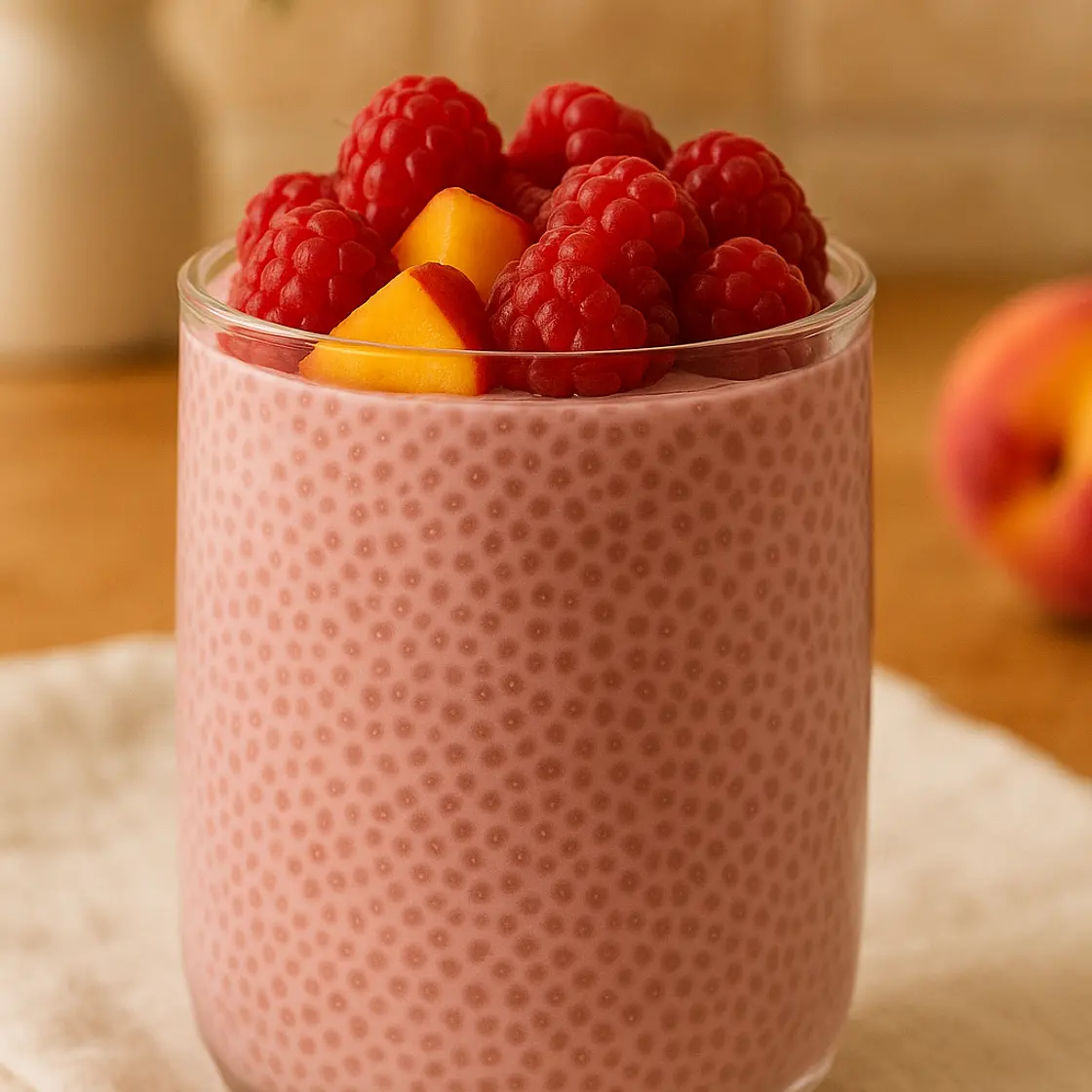 Pudding de chia brugnons framboises