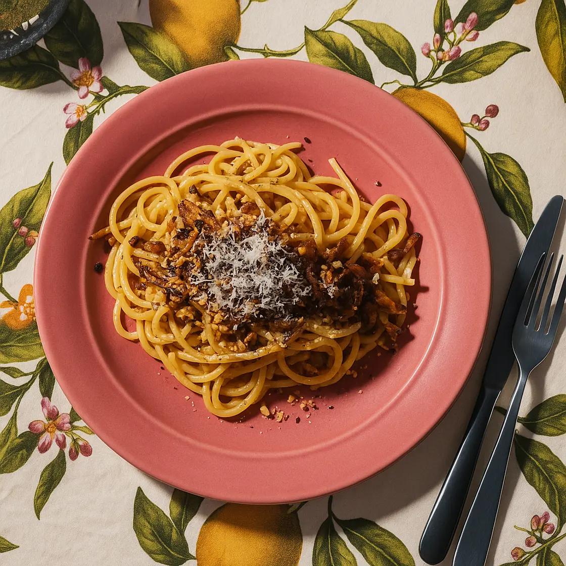 Pasta with Hazelnuts, Mushrooms, and Pecorino