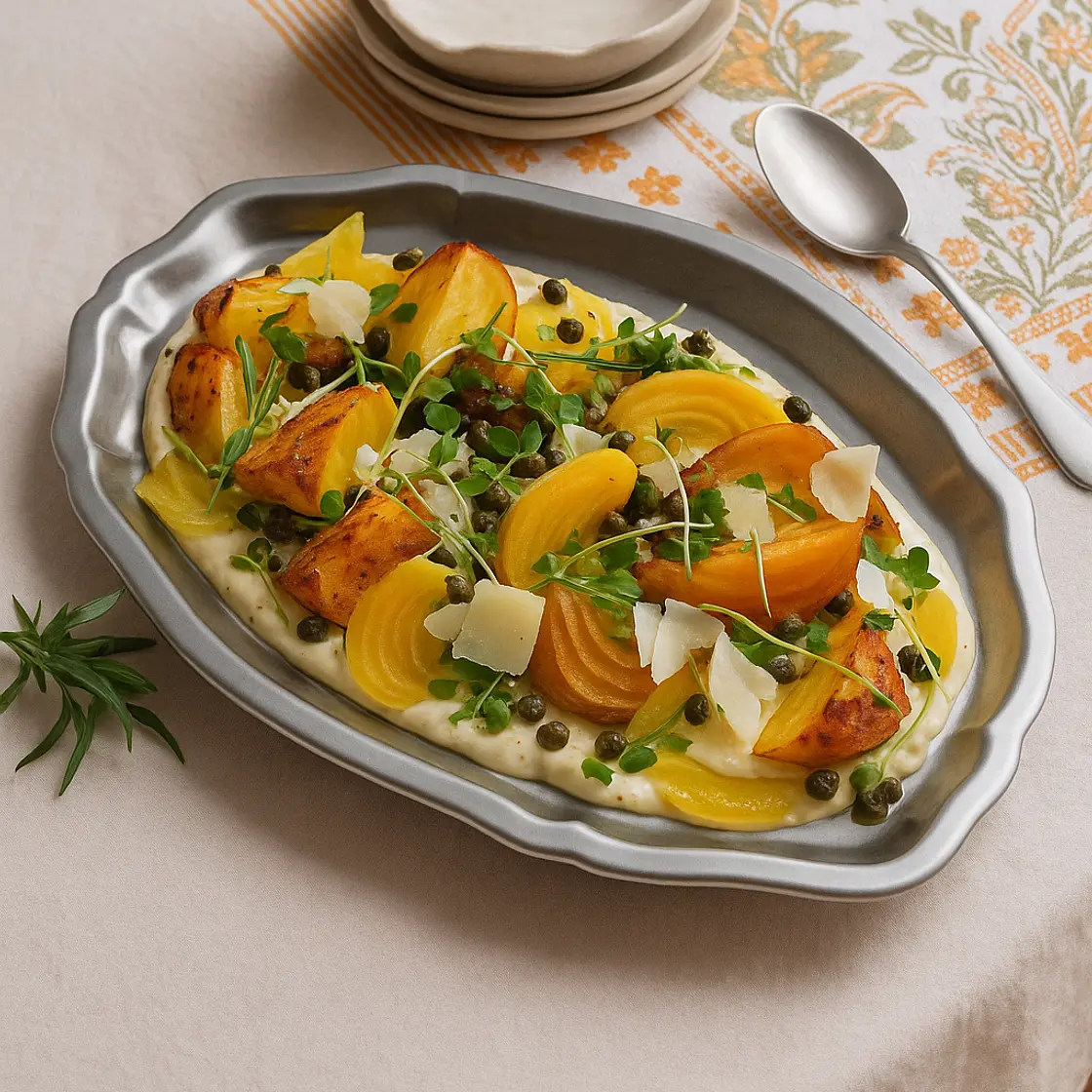 Yellow Beets with Tartar Sauce and Capers