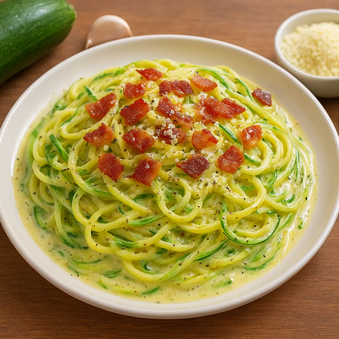 Spaghettis de courgette sauce fromagé