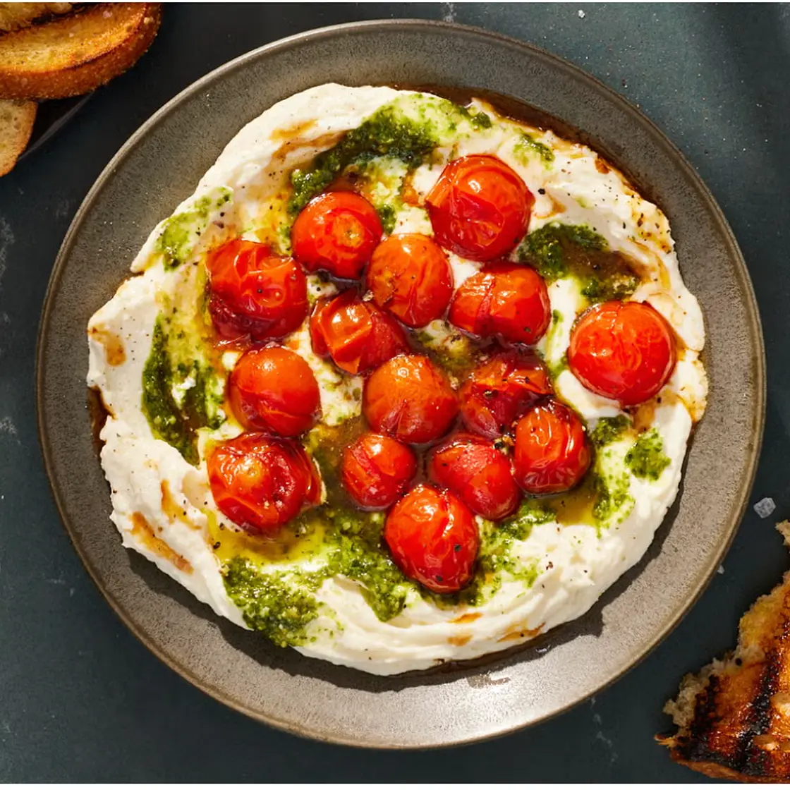 Whipped Mozzarella Dip With Burst Cherry Tomatoes