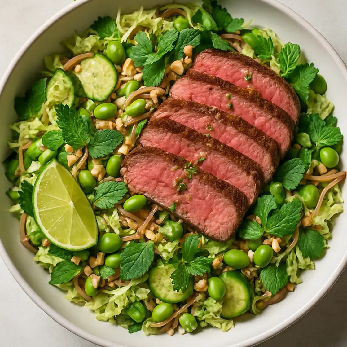 Healthy High-Protein Steak & Rice Noodle Salad