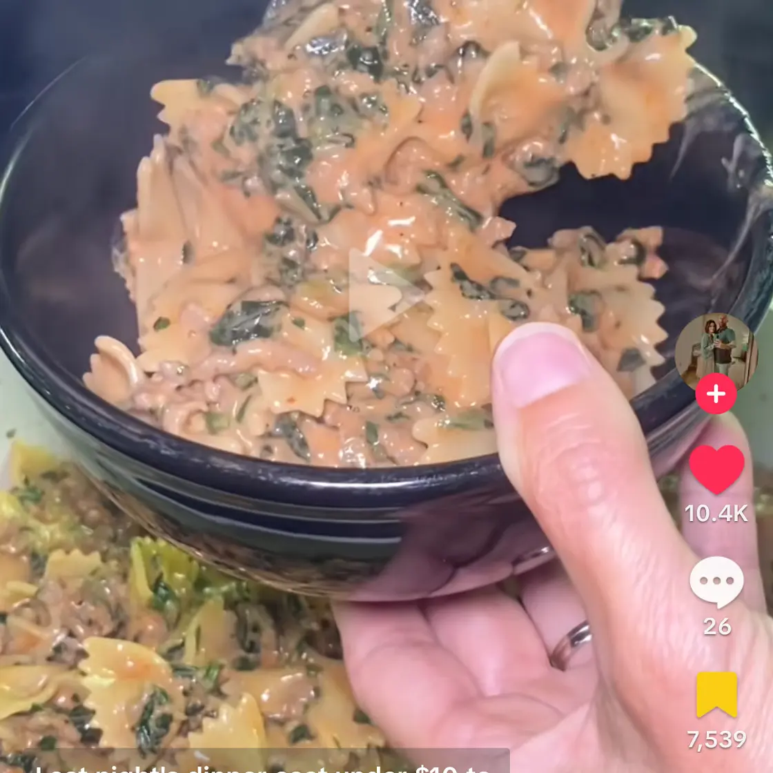 Spinach and sausage pasta by ReneeLee2006 on tiktok