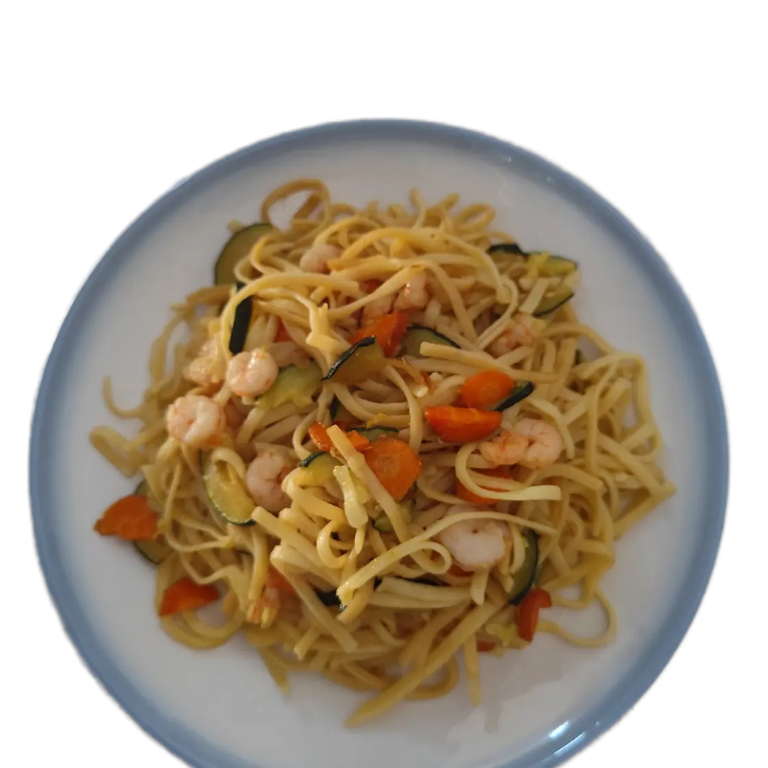 ESPAGUETIS CON GAMBAS Y VERDURAS
