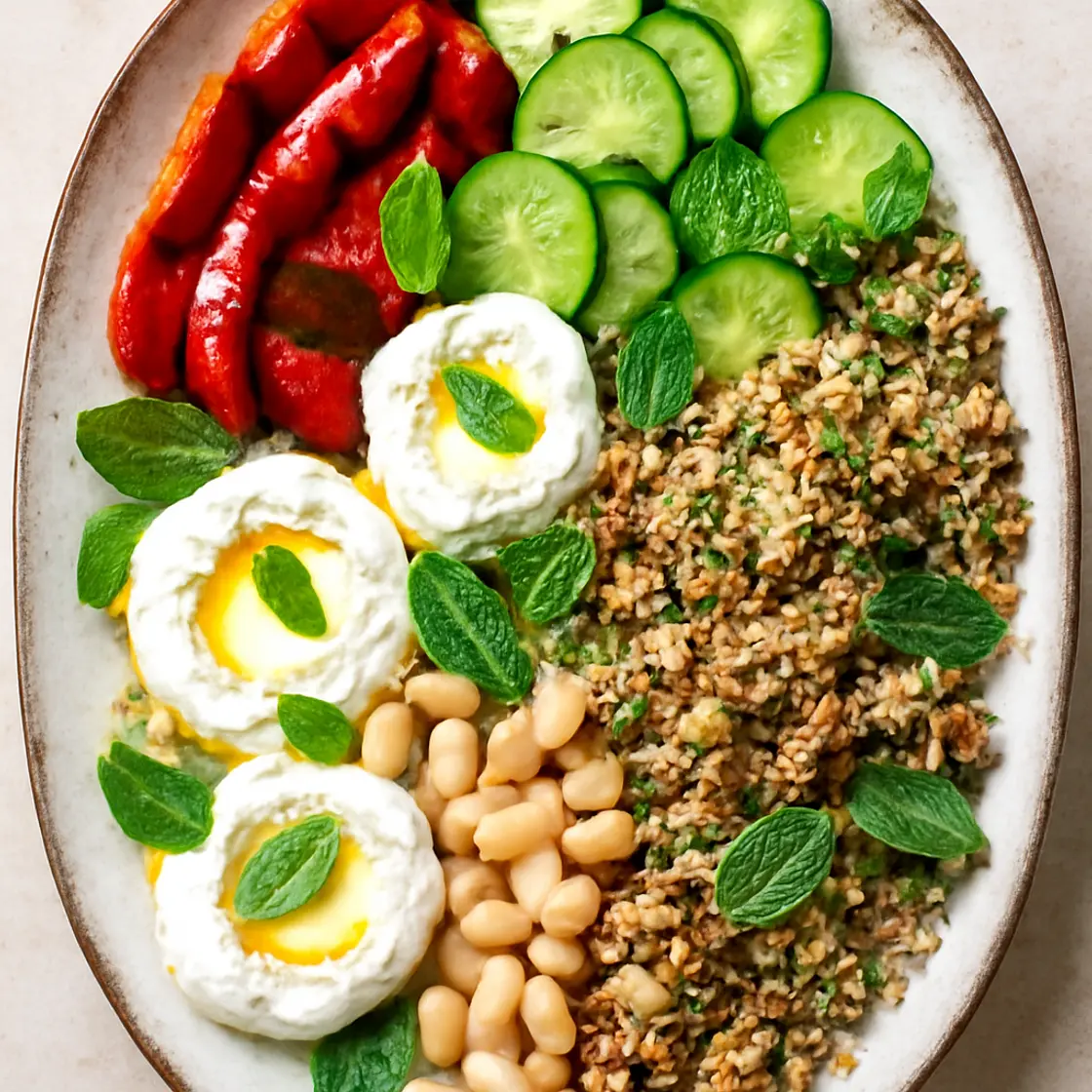 Charred Peppers with Lemon Greek Yogurt and Cucumbers