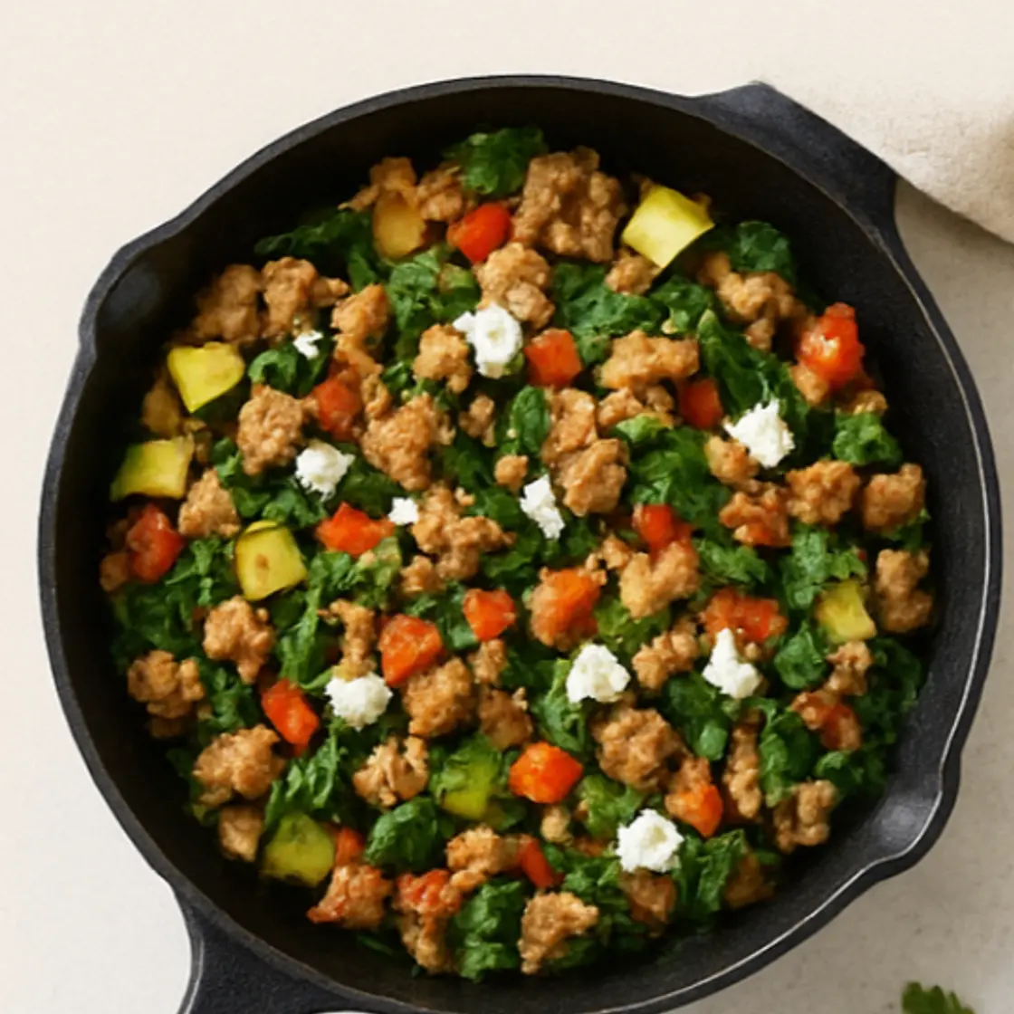 Mediterranean Sausage & Feta Skillet