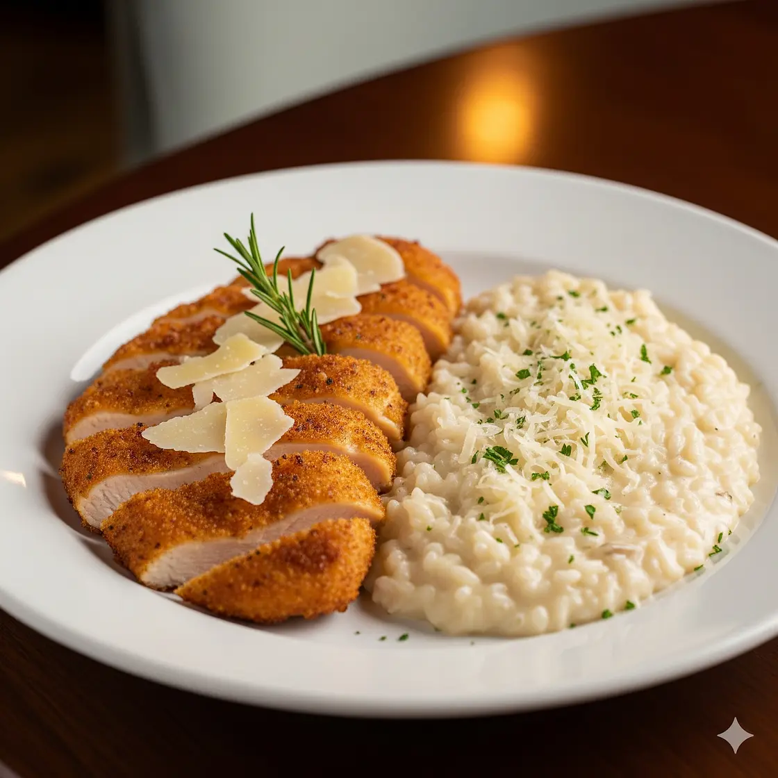 5-Sterne Parmesan-Hähnchen mit cremigem Risotto