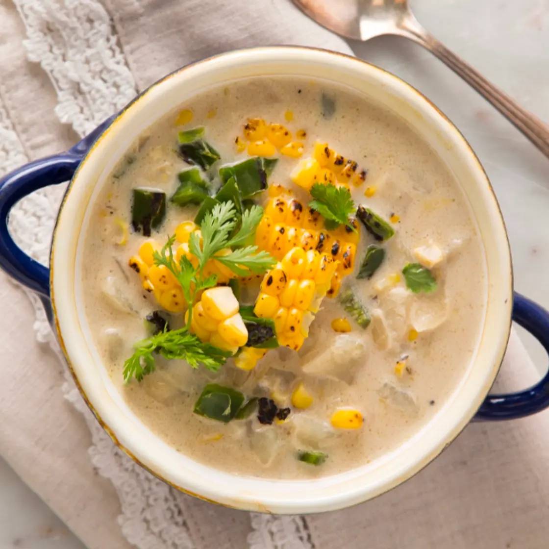 Roasted Corn and Poblano Potato Chowder