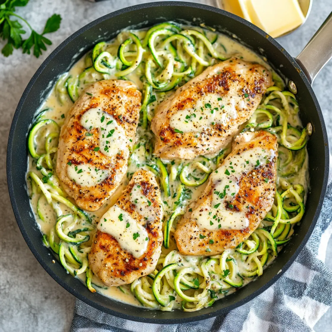 Keto Chicken Alfredo with Zoodles