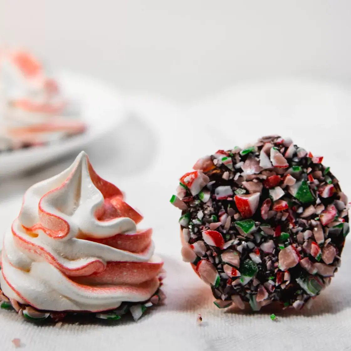 Chocolate Dipped Peppermint Meringues