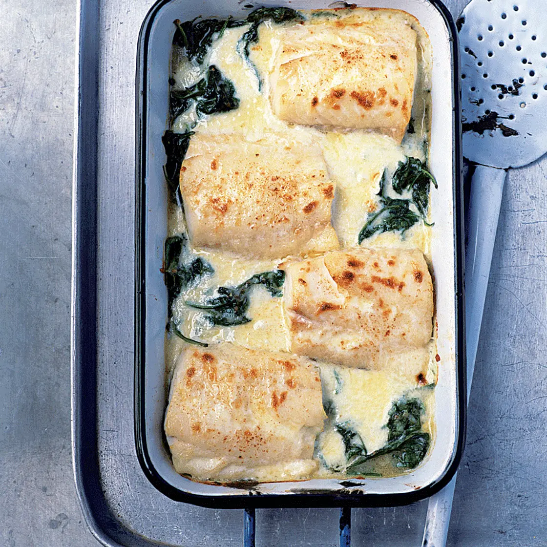 Haddock, spinach and Gruyère gratin