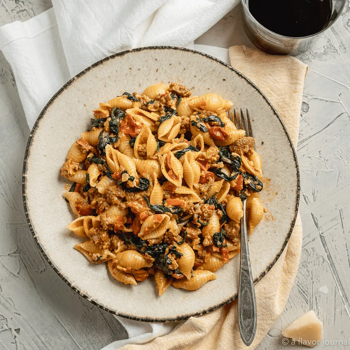 Creamy Chorizo Pasta with Spinach