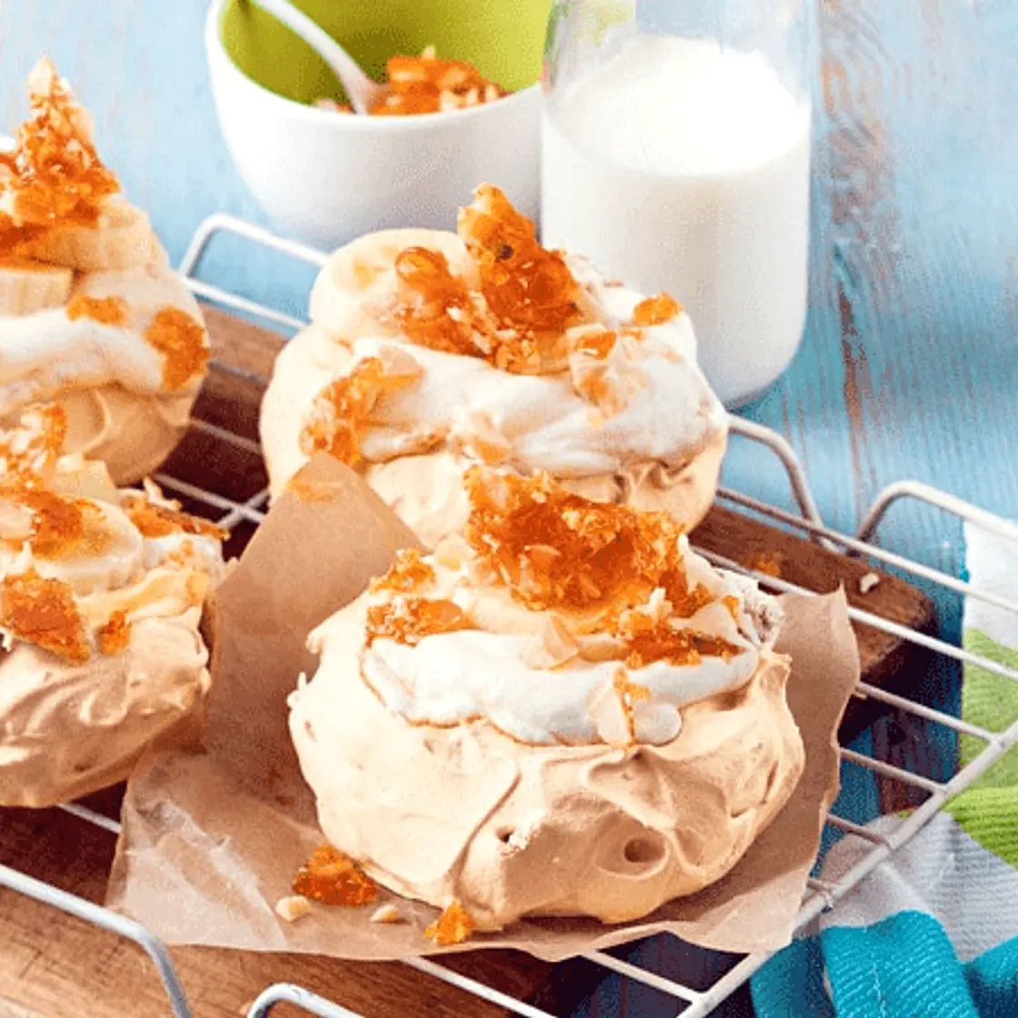 Best Mini Pavlovas with Macadamia Toffee recipe