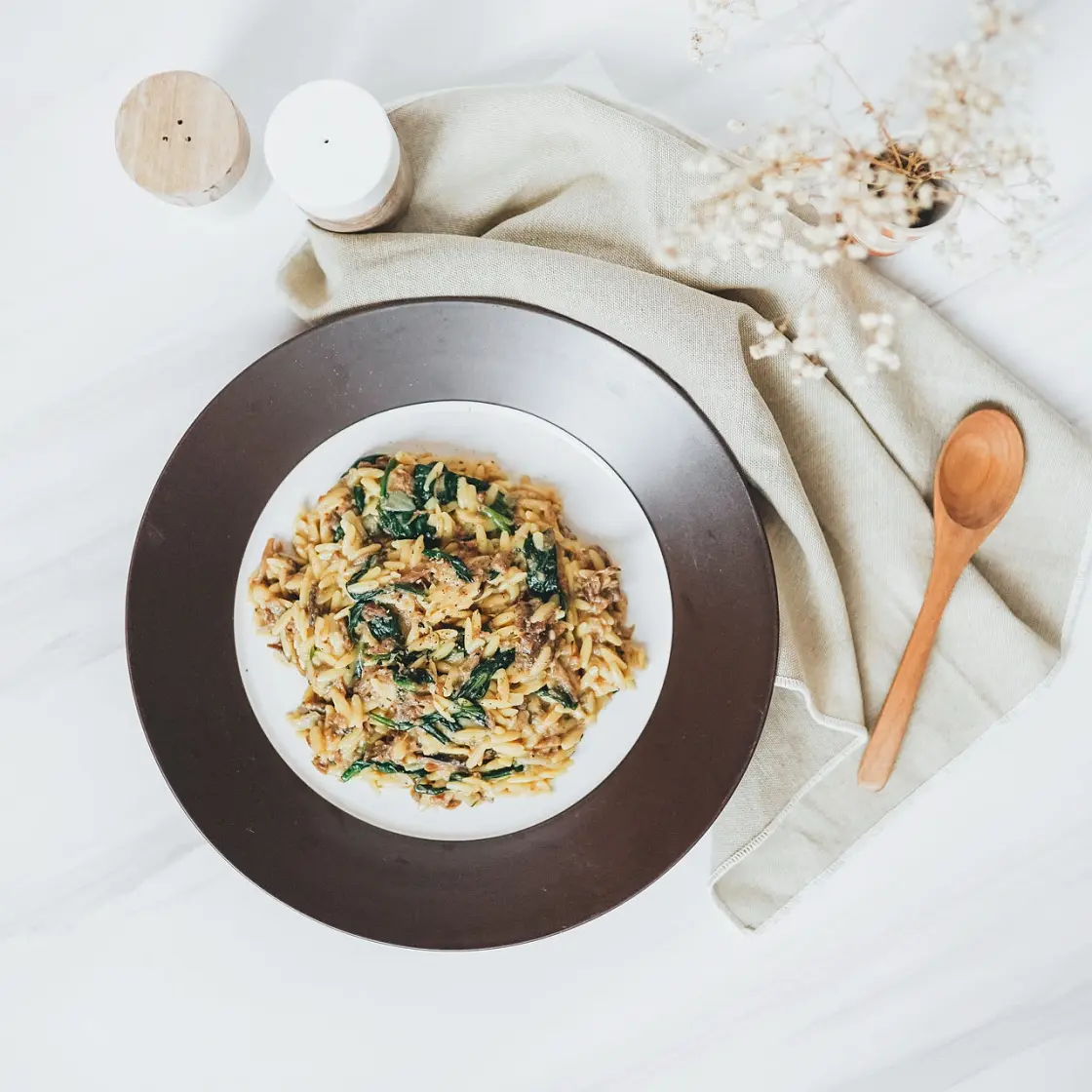 One Pan Creamy Vegan Orzo