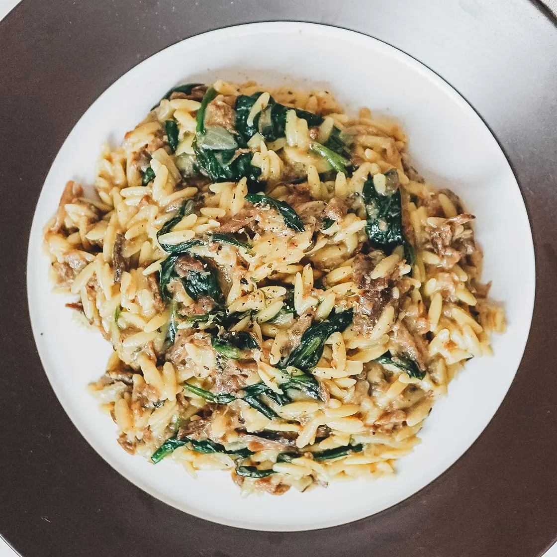 One Pan Creamy Vegan Orzo