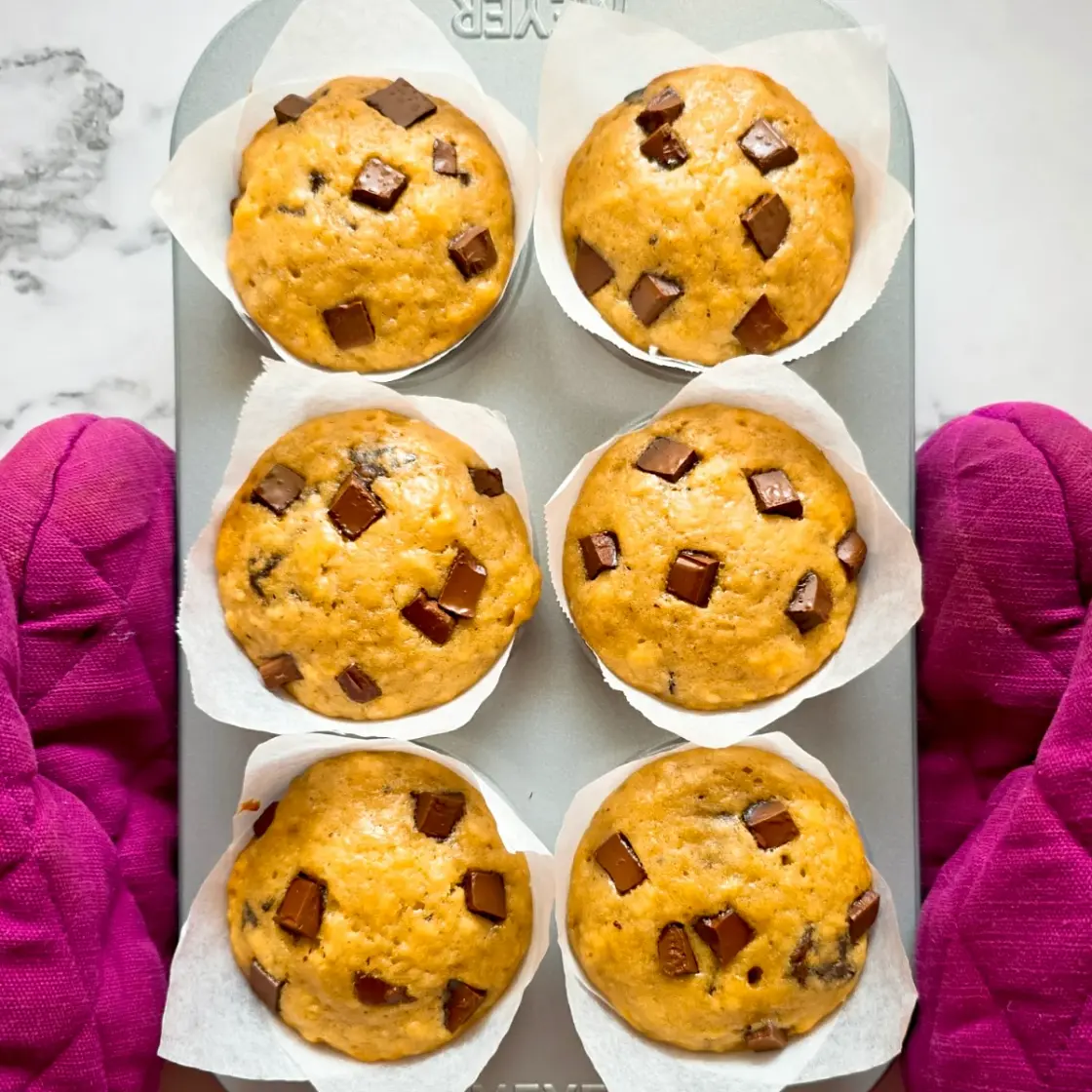 EASY Chocolate Chunk Banana Muffins
