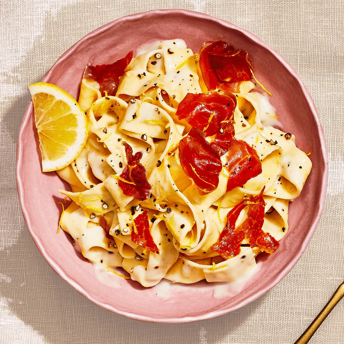 Creamy Lemon Pappardelle With Crispy Prosciutto
