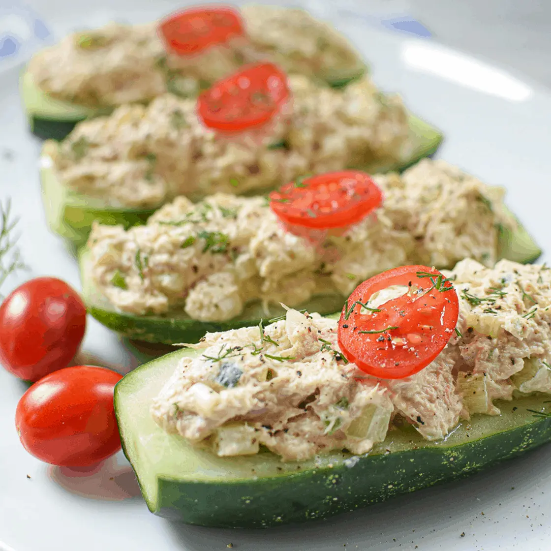 Tuna Salad Cucumber Boats