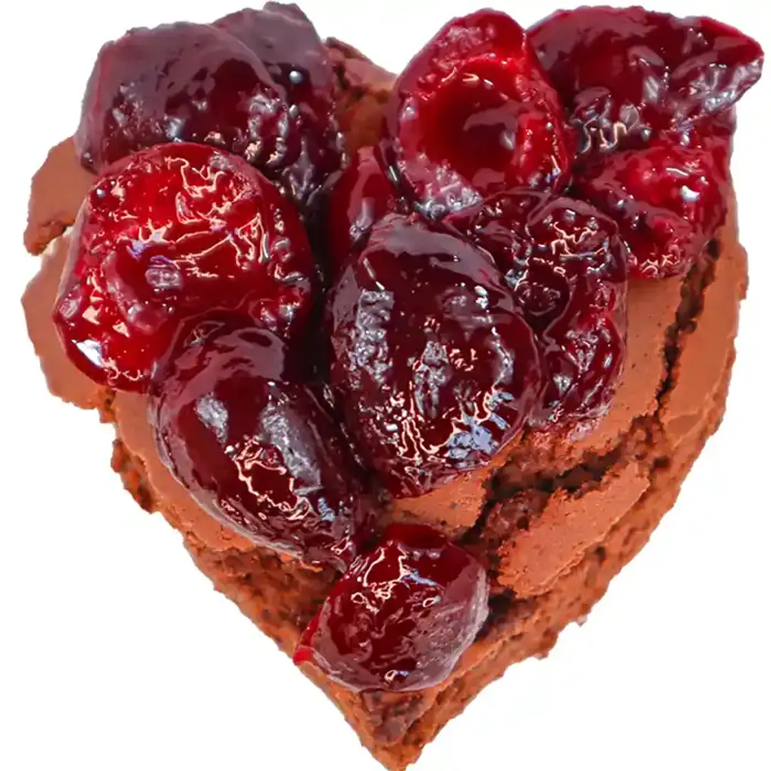 Cherry Brownie hearts topped with cherry dessert sauce