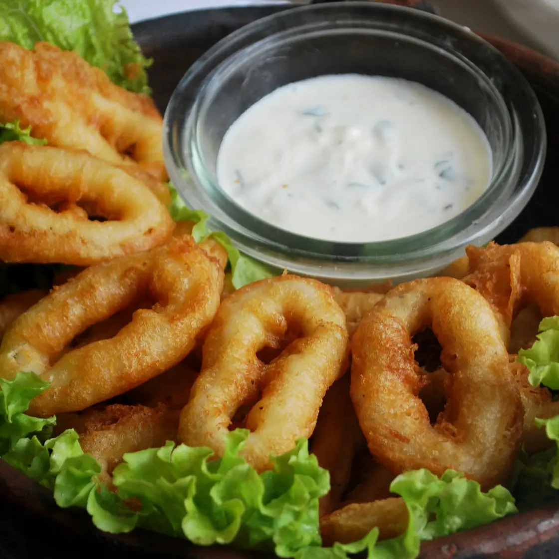 Beer-Battered Calamari with Garlic-Lemon Mayonnaise