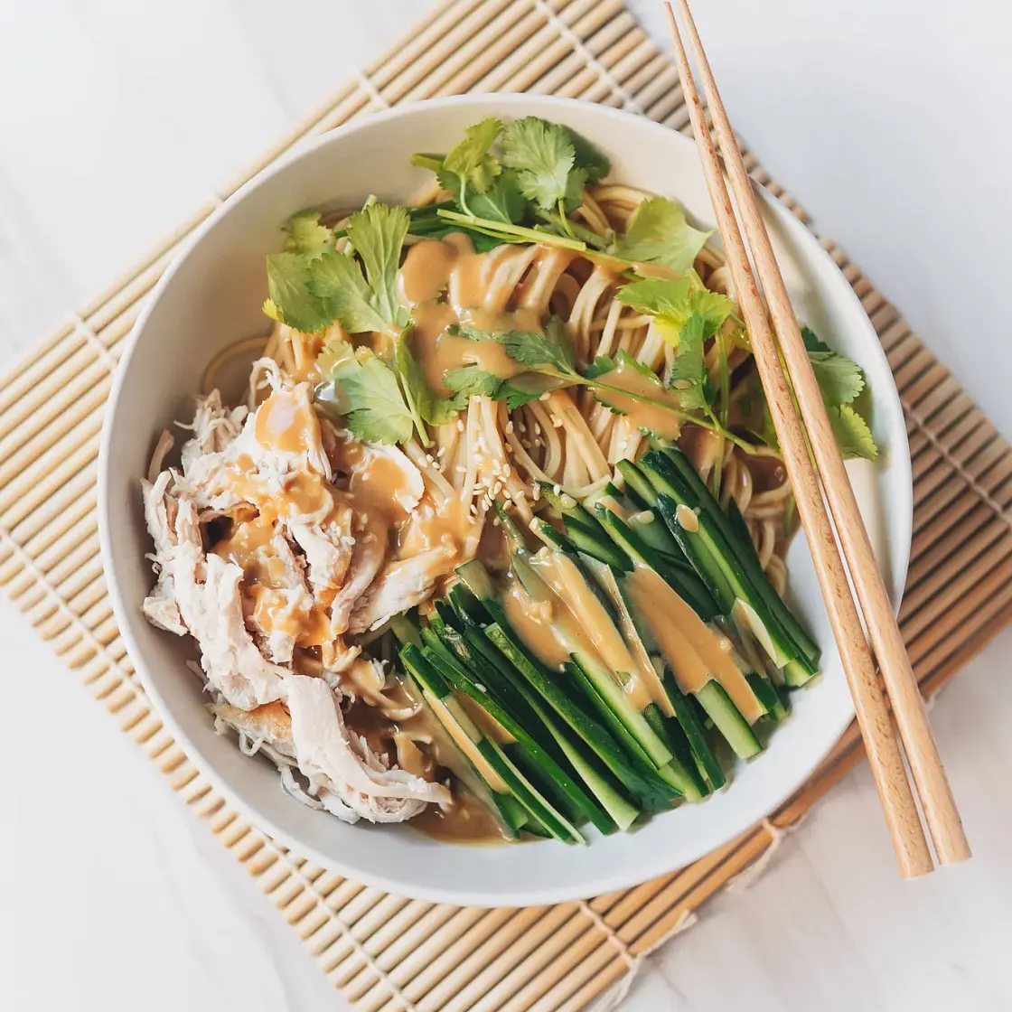 Cold Sesame Noodles with Shredded Chicken