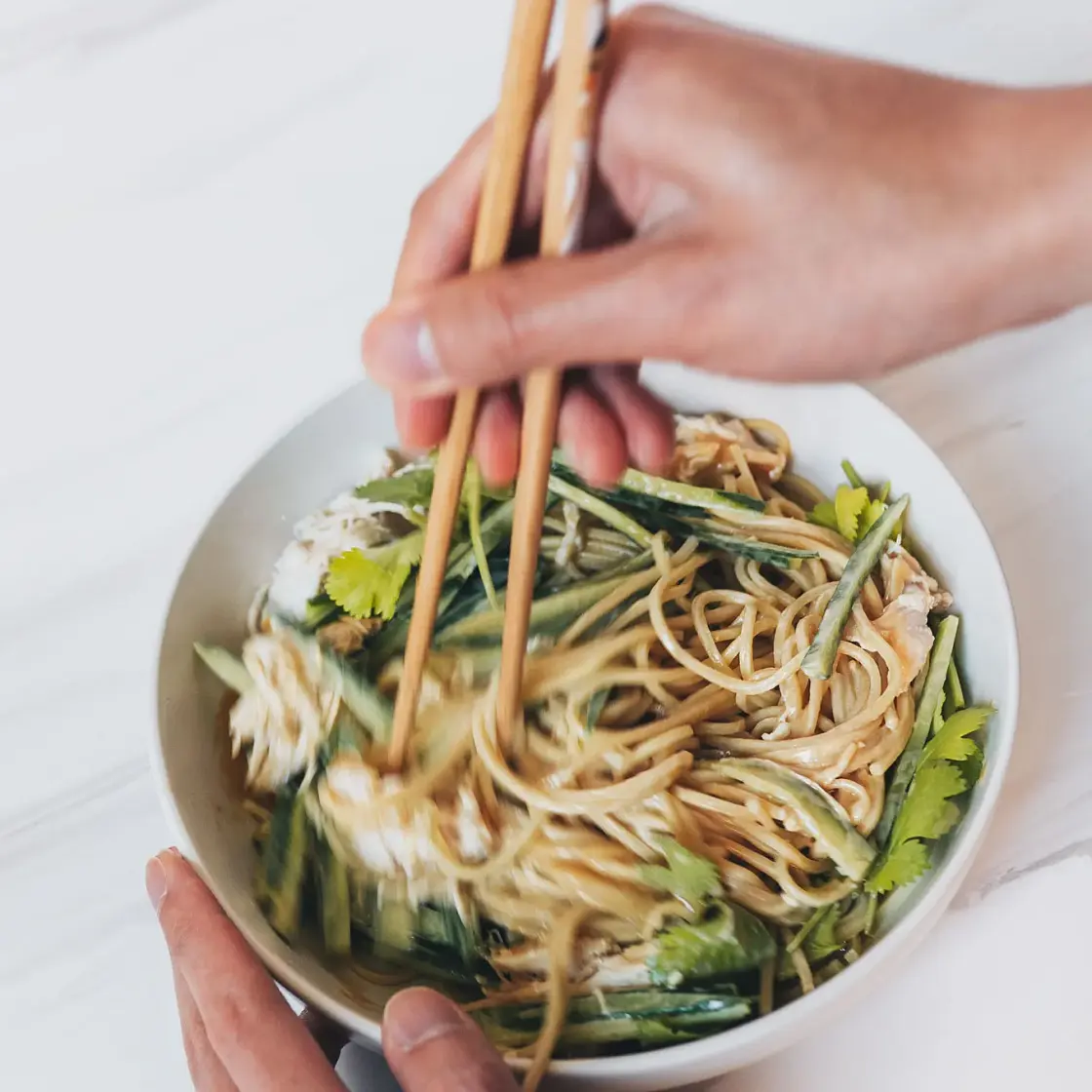 Cold Sesame Noodles with Shredded Chicken