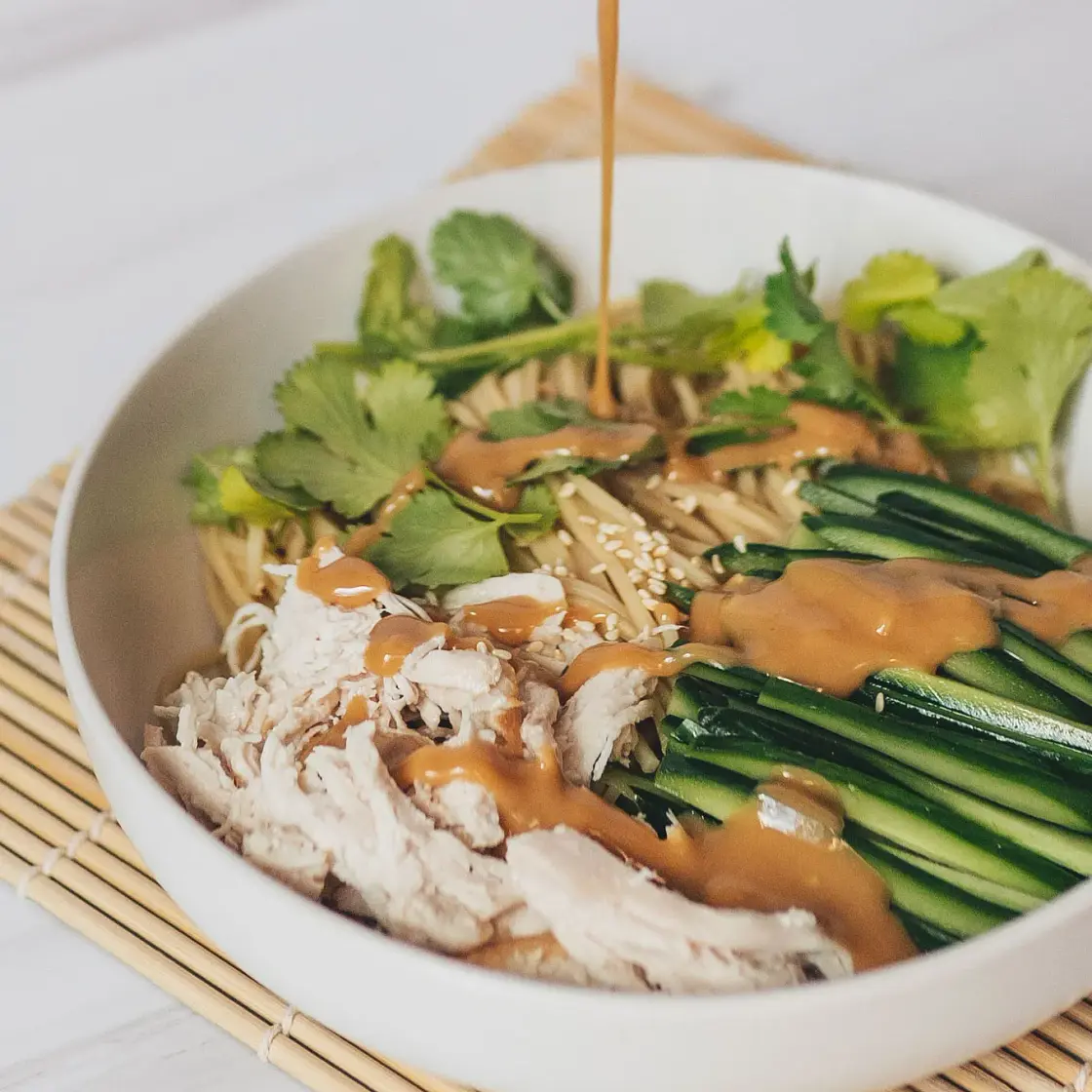 Cold Sesame Noodles with Shredded Chicken