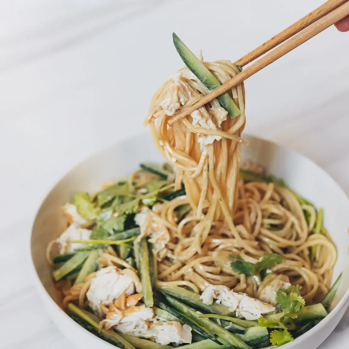Cold Sesame Noodles with Shredded Chicken