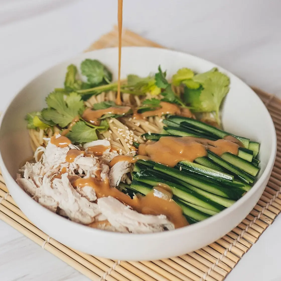 Cold Sesame Noodles with Shredded Chicken