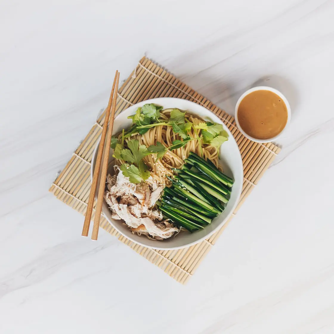 Cold Sesame Noodles with Shredded Chicken