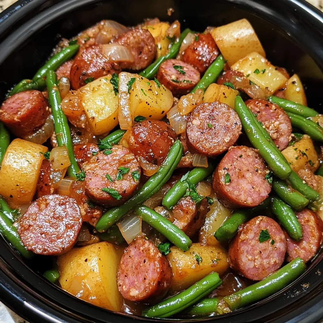 Crockpot Kielbasa and Green Beans