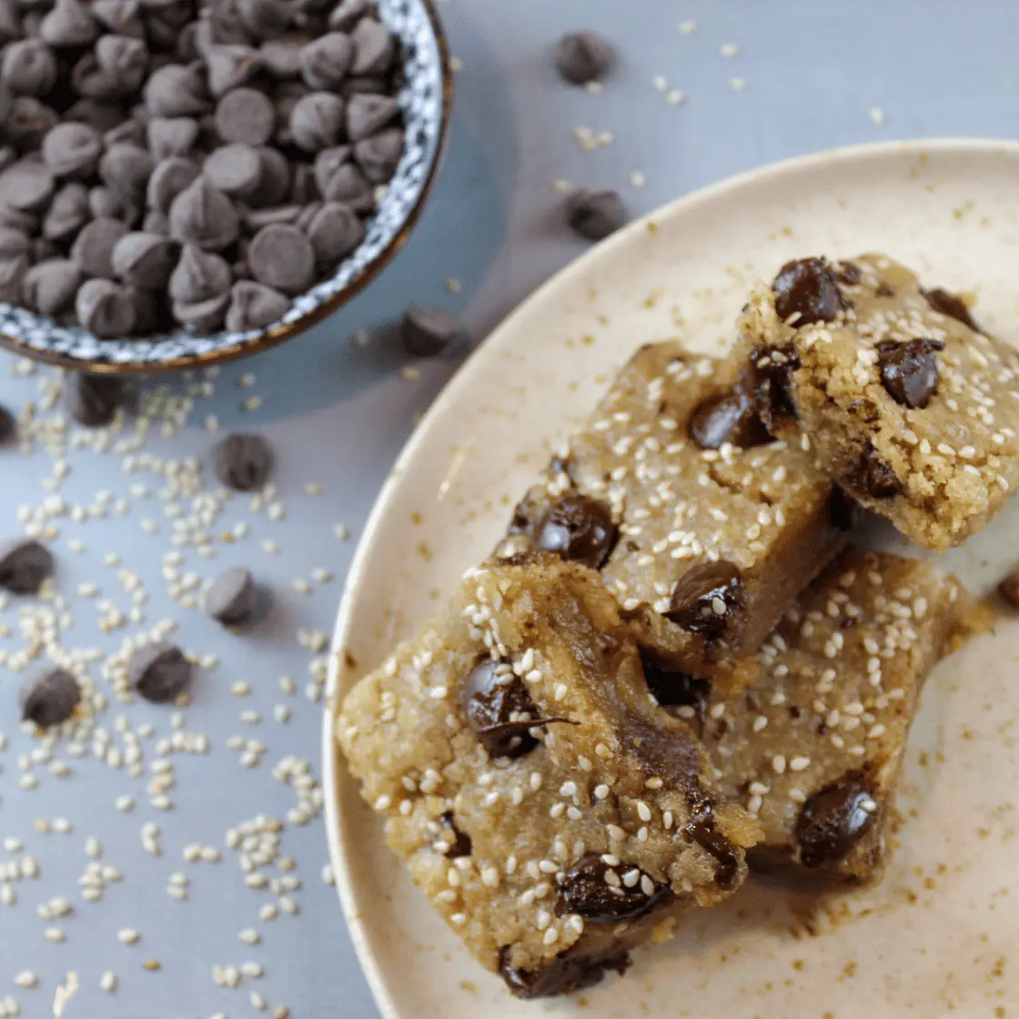 Tahini Chocolate Chip Cookie Squares