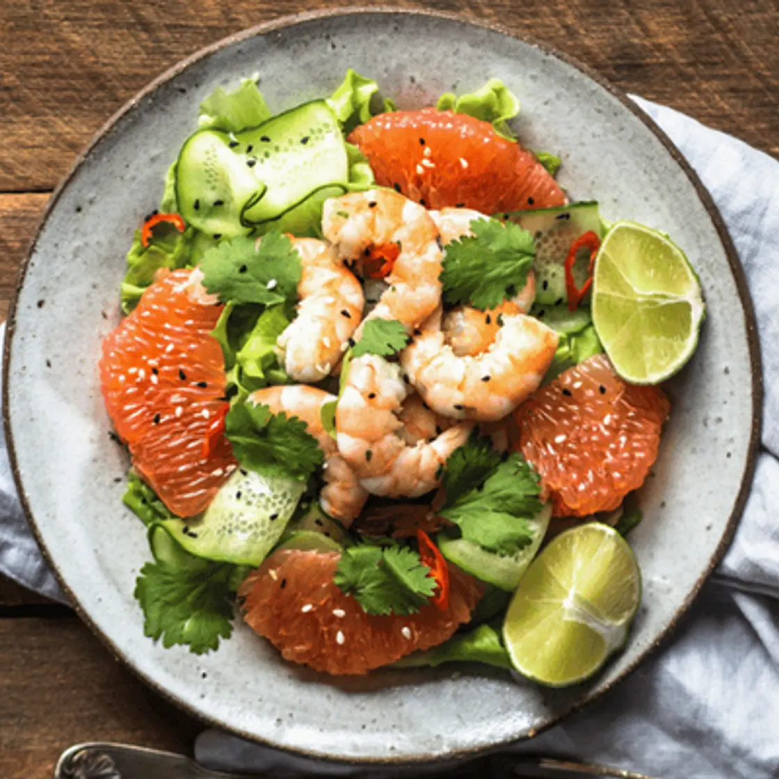 Grapefruit prawn salad