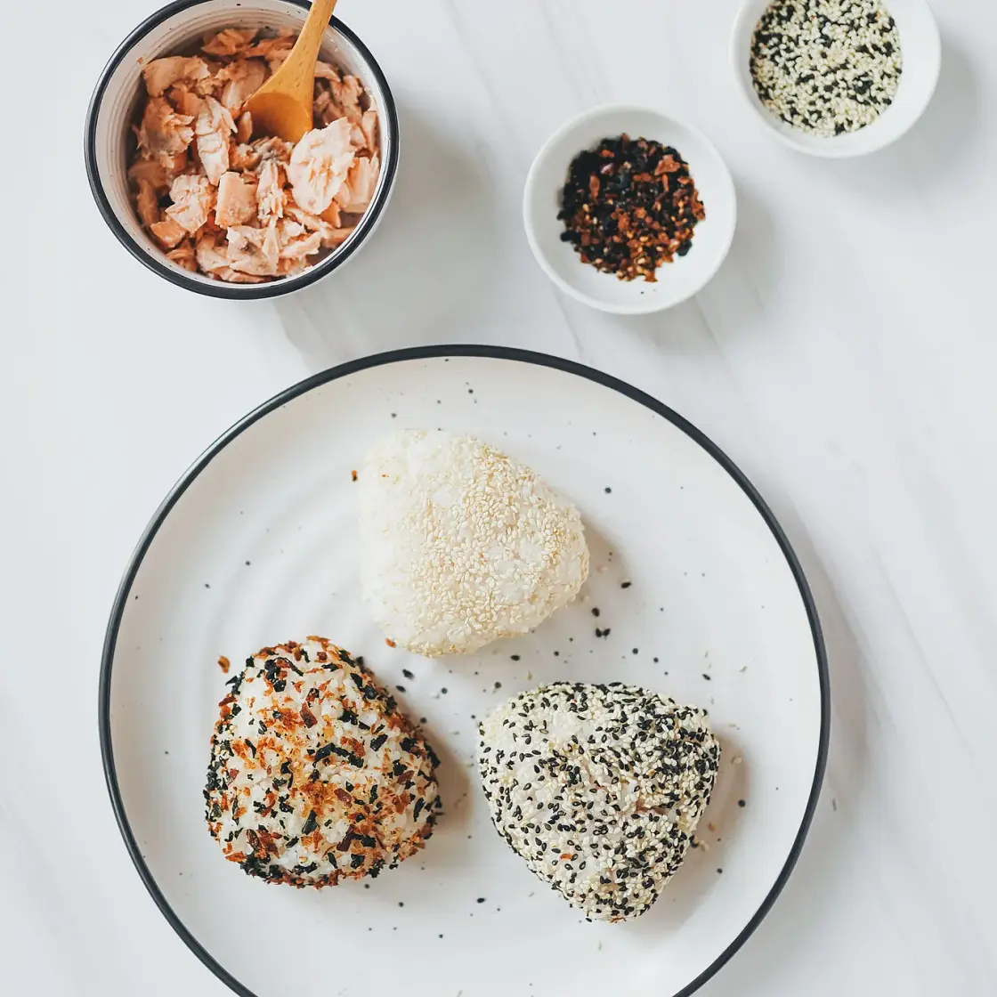 Salmon Onigiri with Homemade Furikake