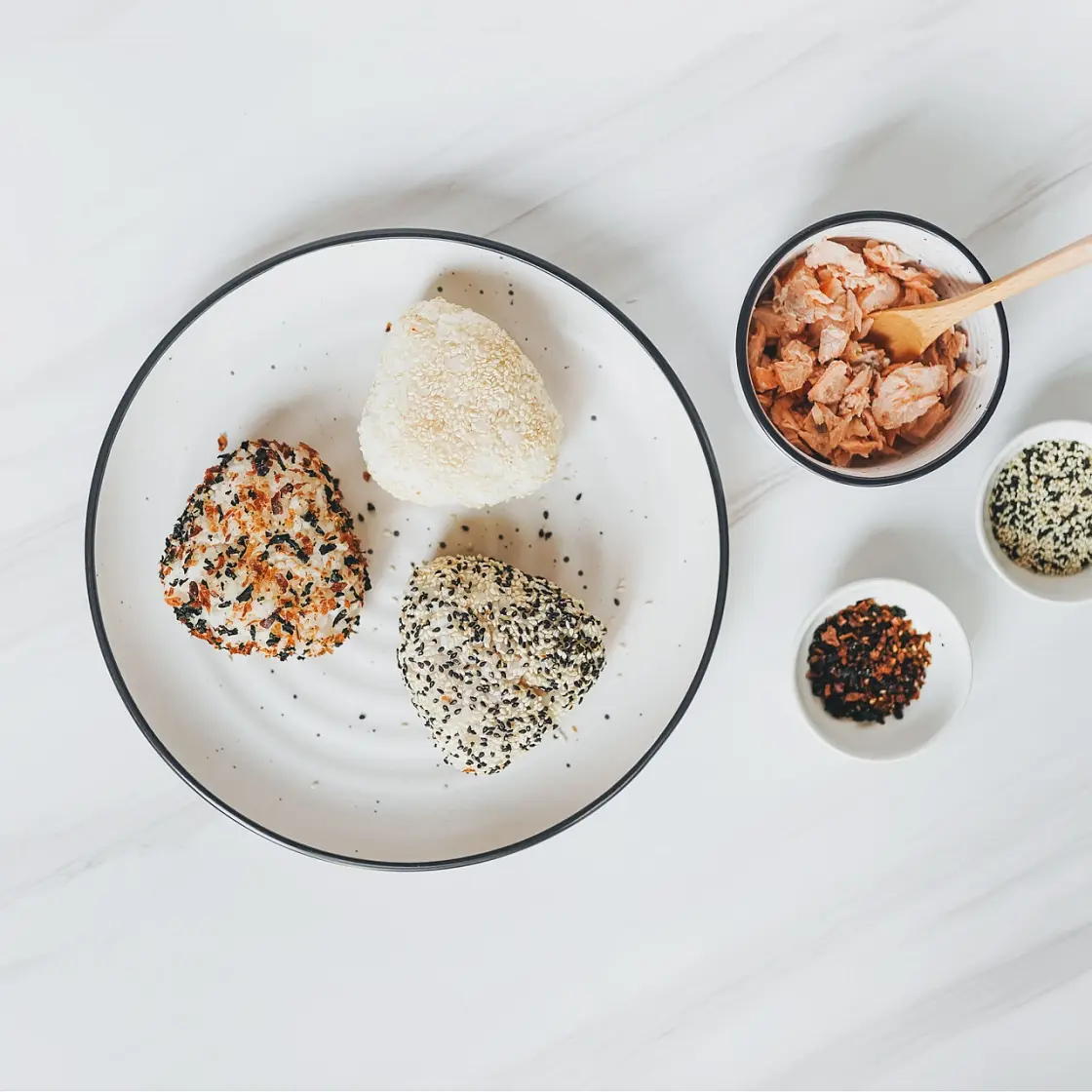 Salmon Onigiri with Homemade Furikake