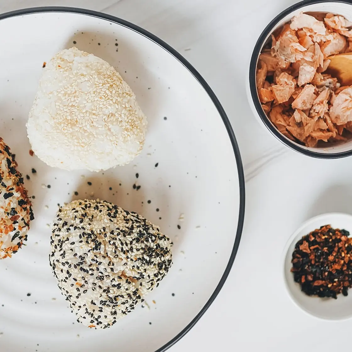 Salmon Onigiri with Homemade Furikake
