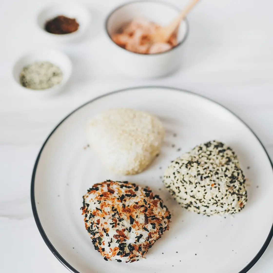 Salmon Onigiri with Homemade Furikake