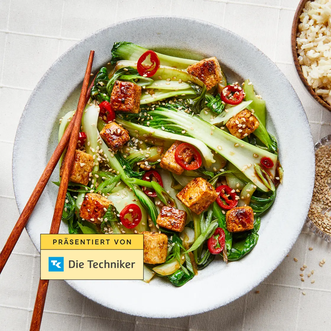 Bok choy and crispy tofu stir fry
