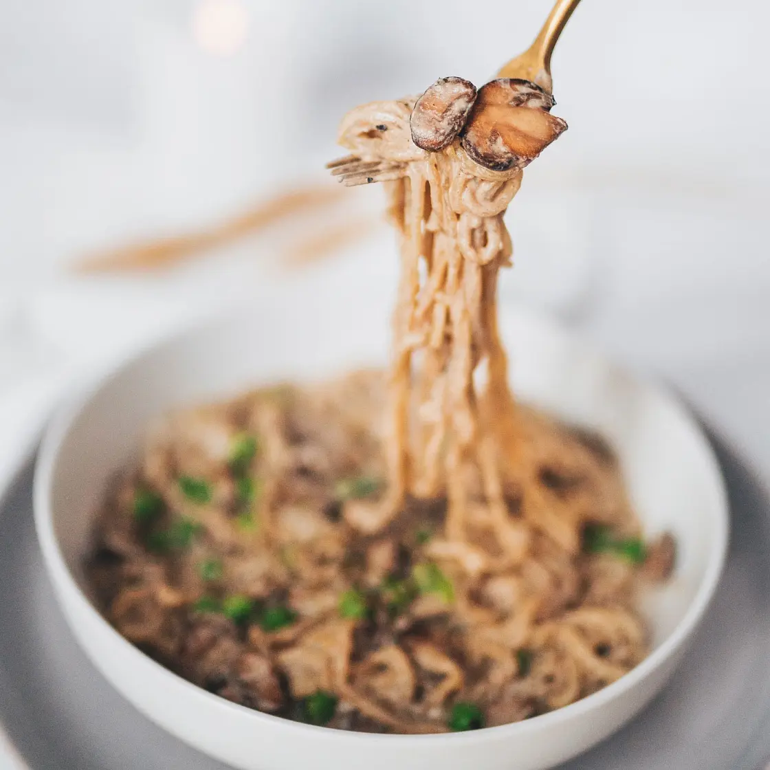 Creamy Mushroom Shirataki Spaghetti