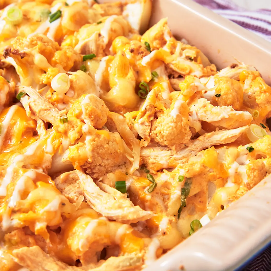 Buffalo Cauliflower Chicken Casserole