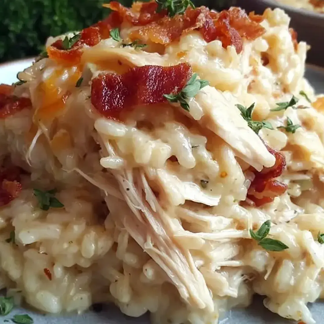 Dump-and-Bake Chicken Alfredo Rice Casserole